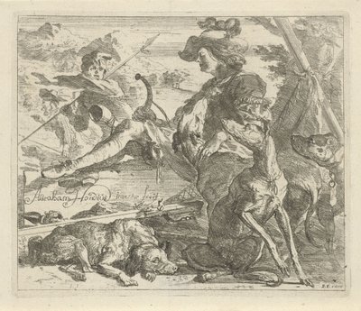 Hunter koirien kanssa Eri eläimet (sarjan nimi) tekijältä Abraham Danielsz. Hondius