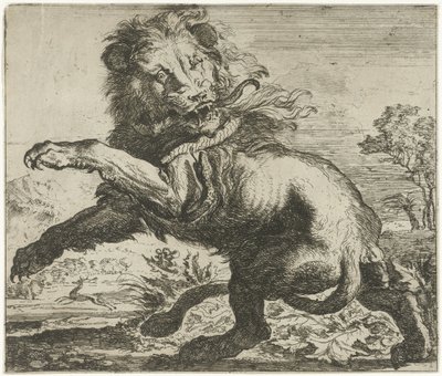 Leijona ja käärme taistelevat Eri eläimet (sarjan nimi) tekijältä Abraham Danielsz. Hondius