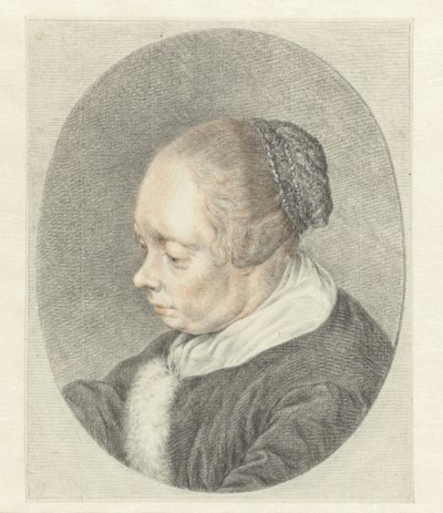 Spinster (yksityiskohta naisen päästä) tekijältä Abraham Delfos