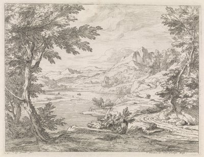 Jokimaisema tiellä River Landscapes (sarjan nimi) tekijältä Abraham Genoels