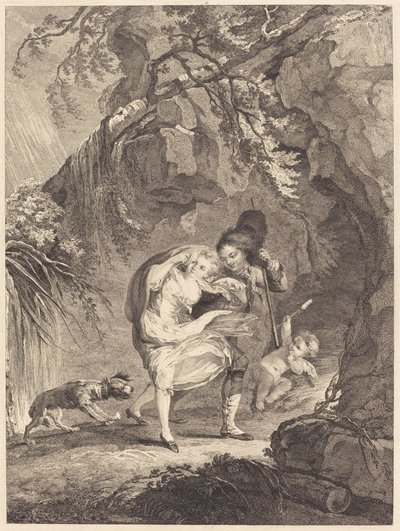 Le coup de vent (tuulenpuuska) tekijältä Abraham Girardet after Antoine Lebel