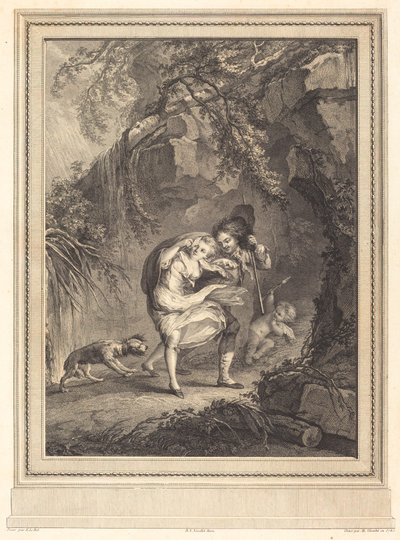 Le coup de vent (tuulenpuuska) tekijältä Abraham Girardet after Antoine Lebel