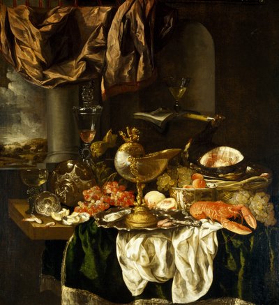 Asetelma maiseman kanssa, 1650-luku tekijältä Abraham Hendricksz van Beyeren