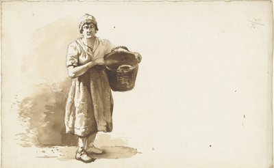 Tutkimus naisesta, jolla on kori kainalossaan tekijältä Abraham Johannes Ruytenschildt