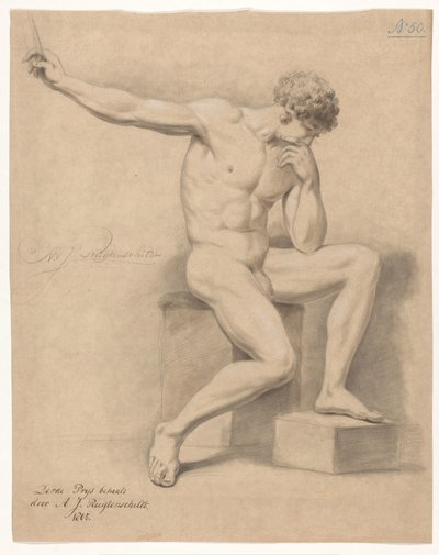 Istuva alaston mies, näkymä edestä (3. palkinto 1805) tekijältä Abraham Johannes Ruytenschildt