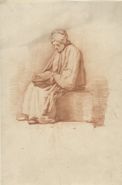 istuva nainen tekijältä Abraham Johannes Ruytenschildt
