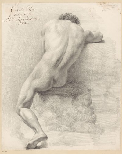 Istuva alaston mies, takaa katsottuna (1. palkinto 1820) tekijältä Abraham Lion Zeelander