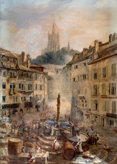Place de la Palud tekijältä Abraham Louis Rodolphe Ducros