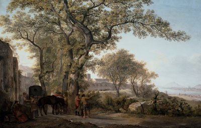 Pari: Via Appia, josta on näkymät Gaetan lahdelle ja Circe Felsenille tekijältä Abraham Louis Rudolph Ducros