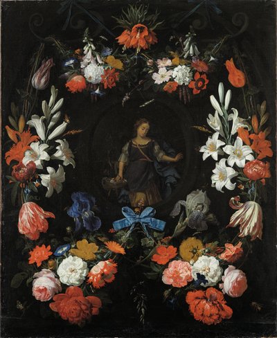 Kukkien seppele, noin 1675 tekijältä Abraham Mignon