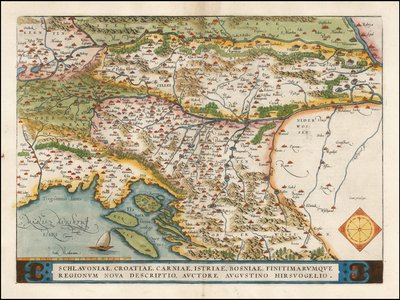 Abraham Orteliuksen laatima Länsi-Balkanin kartta vuodelta 1574. tekijältä Abraham Ortelius