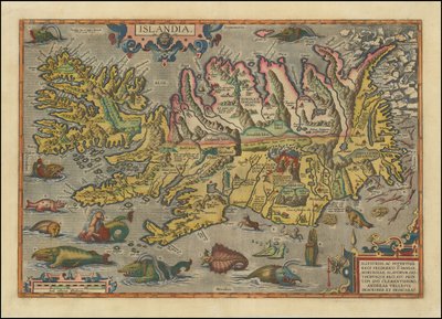 Abraham Orteliuksen laatima Islannin kartta vuodelta 1591. tekijältä Abraham Ortelius