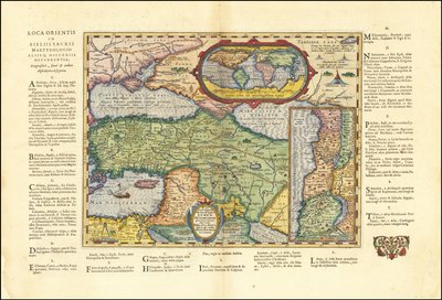 Abraham Orteliuksen Raamattuun perustuva muinaisen maailman kartta vuodelta 1624. tekijältä Abraham Ortelius