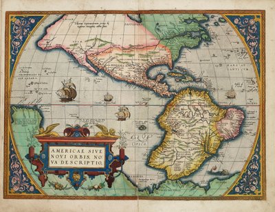 Americae Sive Novi Orbis, Nova Descriptio (Amerikat tai uusi maailma, äskettäin kuvattu). tekijältä Abraham Ortelius