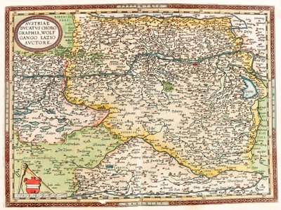 Itävalta Ducatus Chorographia Wolfgango Lazio Auctore Itävallan kartta Ducatus Chorographia Wolfgango Lazio Auctore Itävalta Ducatus Chorographia Wolfgango Lazio Auctore tekijältä Abraham Ortelius
