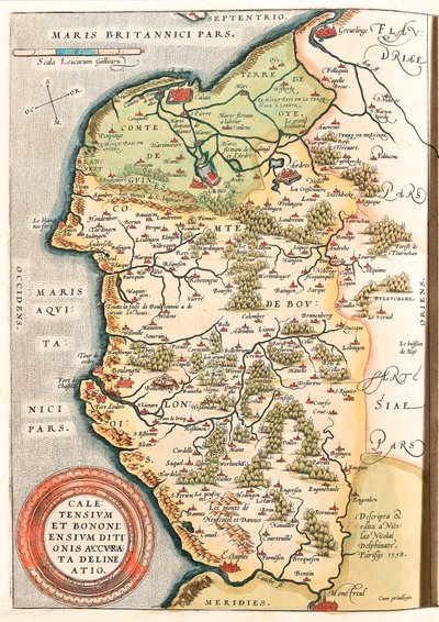 Caletensium et Bononiensium Ditionis Accurata Delineatio Maantieteellinen kartta Boulonnais