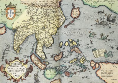 Intia, 1592 tekijältä Abraham Ortelius