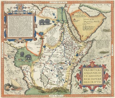 Afrikan ja Arabian niemimaan kartta, tekijältä Abraham Ortelius