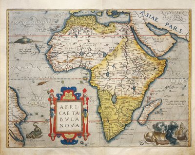 Afrikan kartta, Abraham Orteliuksen Theatrum Orbis Terrarumilta tekijältä Abraham Ortelius