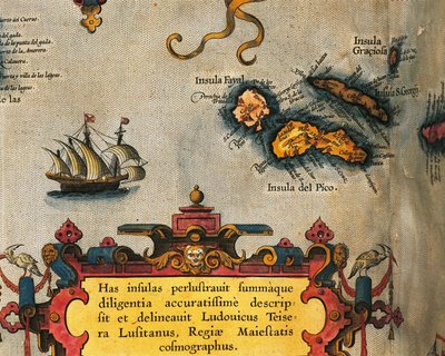 Azorien kartta Theatrum Orbis Terrarumilta, kirjoittanut Abraham Ortelius tekijältä Abraham Ortelius