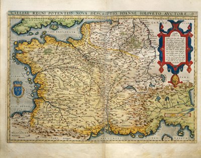 Ranskan kartta, Abraham Orteliuksen Theatrum Orbis Terrarumilta tekijältä Abraham Ortelius