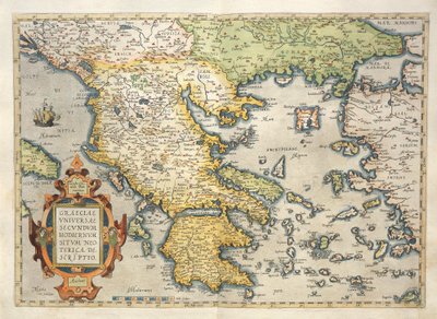 Kreikan kartta, Abraham Orteliuksen Theatrum Orbis Terrarumilta tekijältä Abraham Ortelius
