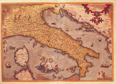 Italian kartta Theatrum Orbis Terrarumilta, kirjoittanut Abraham Ortelius tekijältä Abraham Ortelius