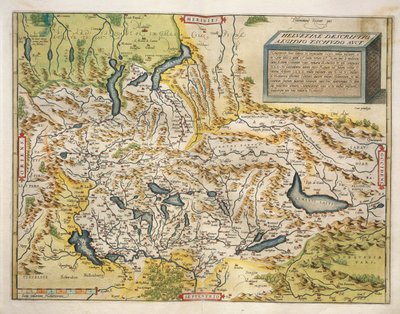 Sveitsin kartta, Abraham Orteliuksen Theatrum Orbis Terrarumilta tekijältä Abraham Ortelius