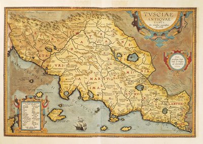 Toscanan kartta Theatrum Orbis Terrarumilta, kirjoittanut Abraham Ortelius tekijältä Abraham Ortelius