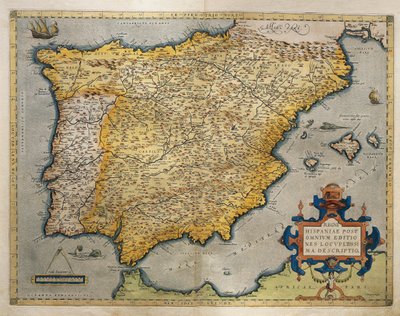 Iberian niemimaan kartta, Abraham Orteliuksen Theatrum Orbis Terrarumilta tekijältä Abraham Ortelius