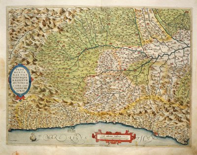 Italian Piemonten alueen kartta Theatrum Orbis Terrarumilta, kirjoittanut Abraham Ortelius tekijältä Abraham Ortelius