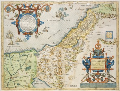 Palestiina, kirjoittanut Abraham Ortelius, Theatrum Orbis Terrarum, Antwerpen, levy tekijältä Abraham Ortelius