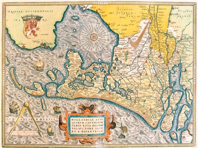 Maakunta: Friesland, Pohjois-Hollanti, Etelä-Hollanti, Pohjois-Brabant, Limburg, Utrecht, Gelderland, Flevoland, Alankomaat. tekijältä Abraham Ortelius