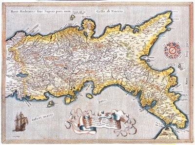 Etelä-Lazio, eteläinen Marche, Abruzzo, Molise, Campasnia, Apulia, Basilicata Calabria, Italia. tekijältä Abraham Ortelius