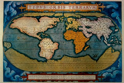 Planisfääri, Anversan kartografia, 1571 tekijältä Abraham Ortelius