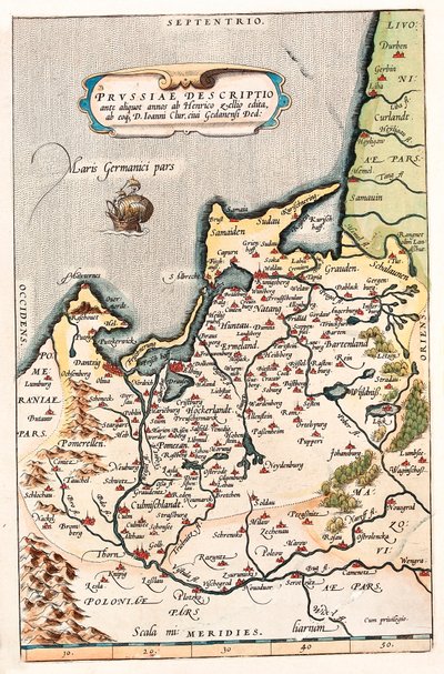 Thietmarsiae, Holsaticae alueelliset puolueet typus Pohjois-Puolan alueen maantiede Dantzigin kaupungin kanssa (Dantzig, Gdansk). tekijältä Abraham Ortelius