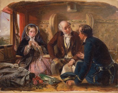 Ensimmäinen luokka - Kokous. Ja ensimmäisellä tapaamisella rakastettu., 1855. tekijältä Abraham Solomon