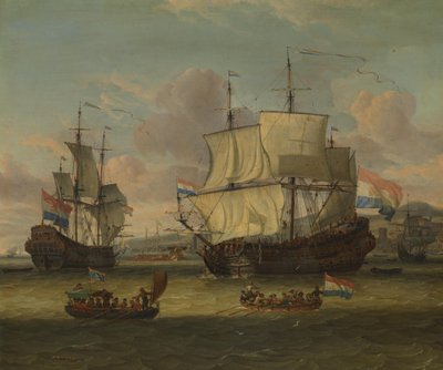 Hollantilaiset merimiehet Välimeren satamassa tekijältä Abraham Storck