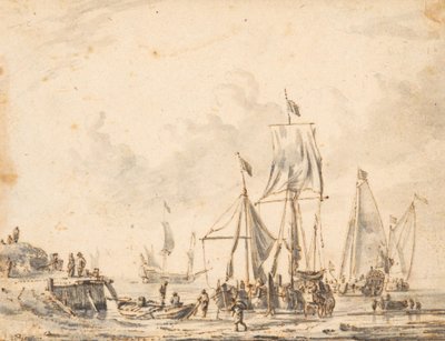 Laiva laiturin luona tekijältä Abraham Storck