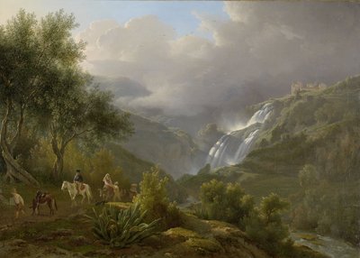 Kaskadit Tivolissa, myrskyn lähestyessä, 1824 tekijältä Abraham Teerlink