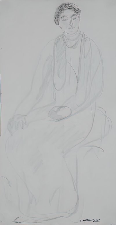Istuva nainen, 1907. tekijältä Abraham Walkowitz
