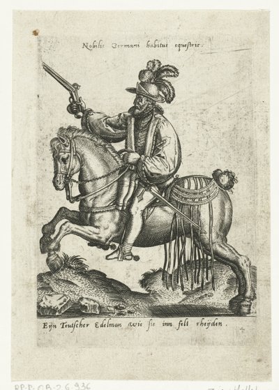 Saksalainen ratsumies aseen kanssa tekijältä Abraham de Bruyn (attributed to)