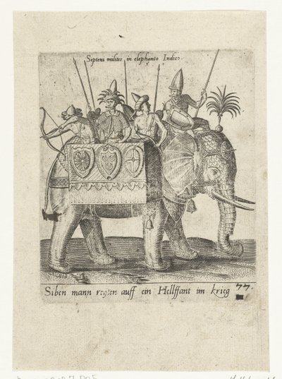 Intiaanit sotanorsulla tekijältä Abraham de Bruyn (attributed to)