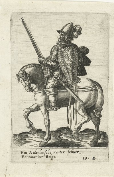 Hollantilainen ratsastaja kiväärin kanssa tekijältä Abraham de Bruyn (attributed to)