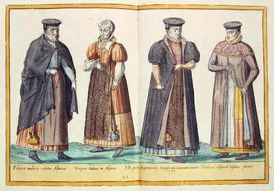 1500-luvun puvut Omnium Poene Gentium Imaginesista, julkaistu Kölnissä tekijältä Abraham de Bruyn