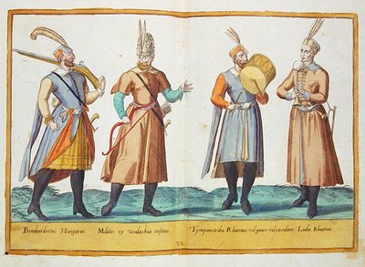 1500-luvun puvut Omnium Poene Gentium Imaginesista, julkaistu Kölnissä tekijältä Abraham de Bruyn