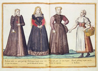 1500-luvun puvut Omnium Poene Gentium Imaginesista, julkaistu Kölnissä tekijältä Abraham de Bruyn