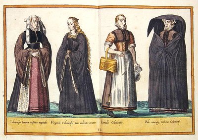 1500-luvun puvut Omnium Poene Gentium Imaginesista, julkaistu Kölnissä tekijältä Abraham de Bruyn