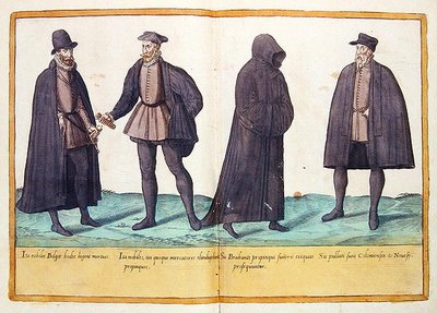 Kuudennentoista vuosisadan puvut Kölnissä julkaistusta kirjasta "Omnium Poene Gentium Imagines". tekijältä Abraham de Bruyn