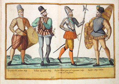 1500-luvun puvut Omnium Poene Gentium Imaginesista, julkaistu Kölnissä tekijältä Abraham de Bruyn